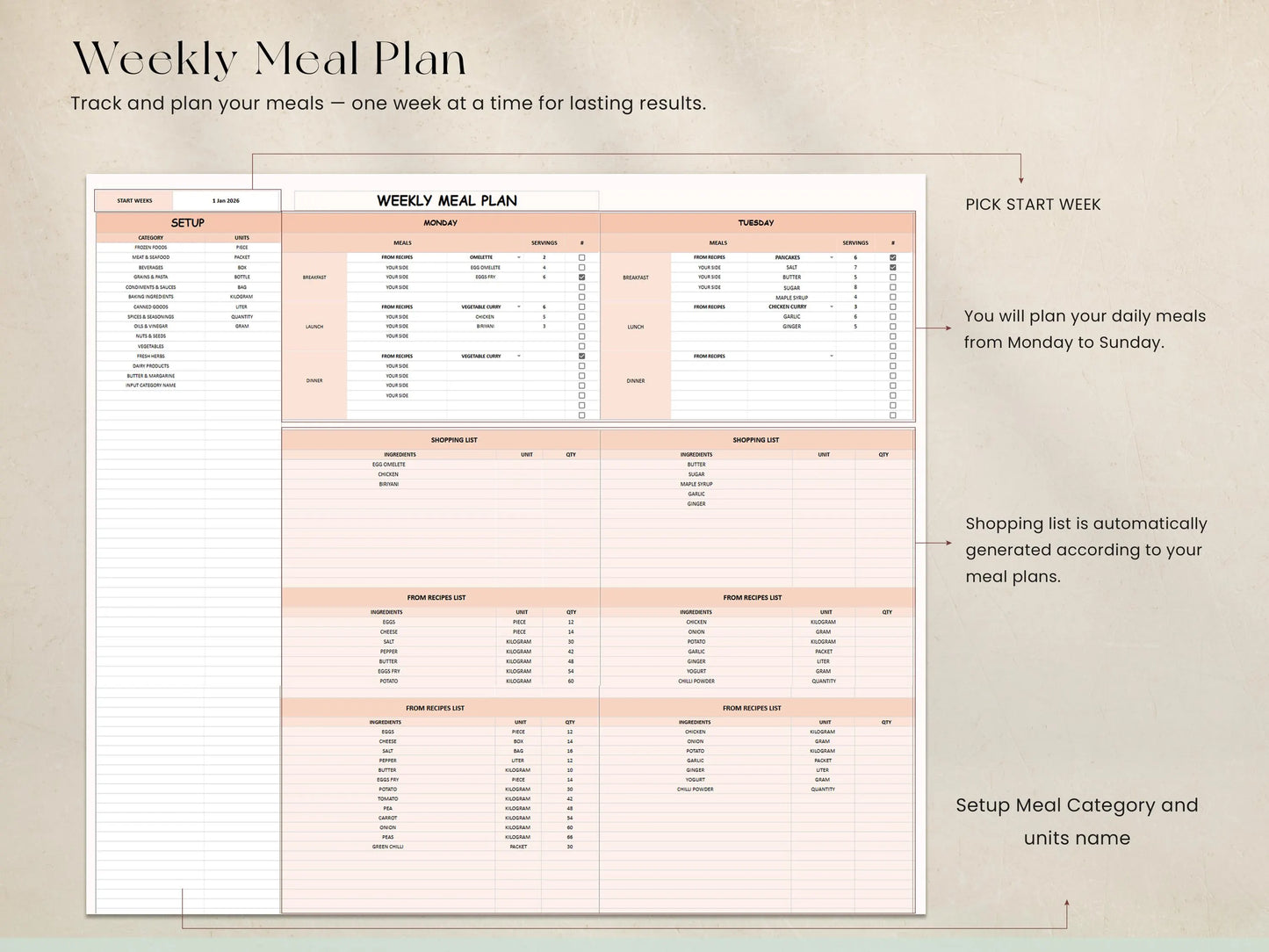 Digital Weekly Meal Planner