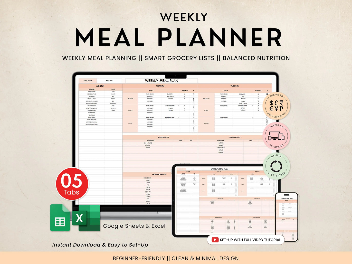 Digital Weekly Meal Planner