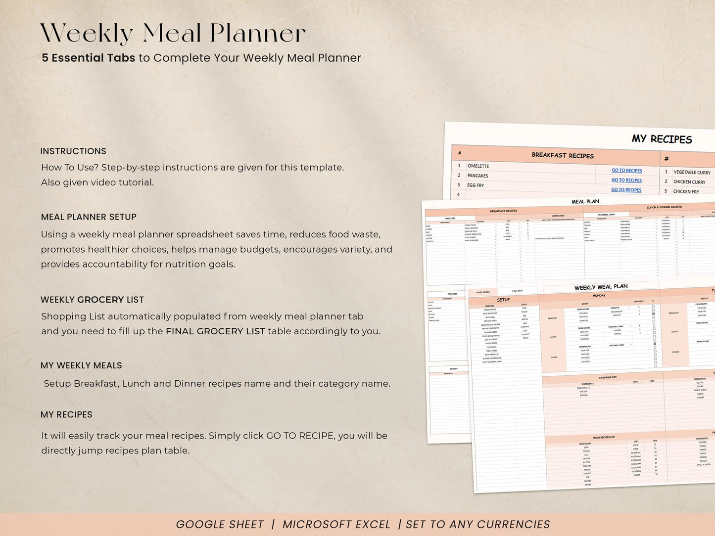 Digital Weekly Meal Planner